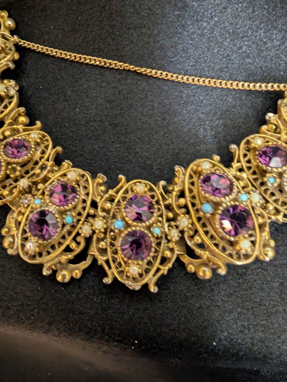 #64. Estate 60s Romantic Renaissance Revival Multi Panel Bracelet - Picture 7 of 8